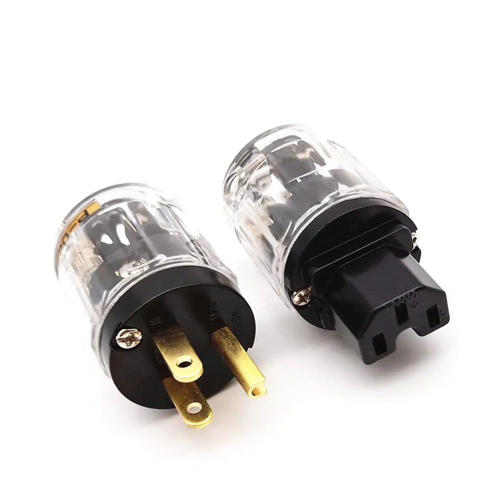 

Oyaide P029+C029 Schuko Europe US Power Plug 24k Gold Plated IEC Audio Connector Female-Male MATIHUR audio Transparent hifi