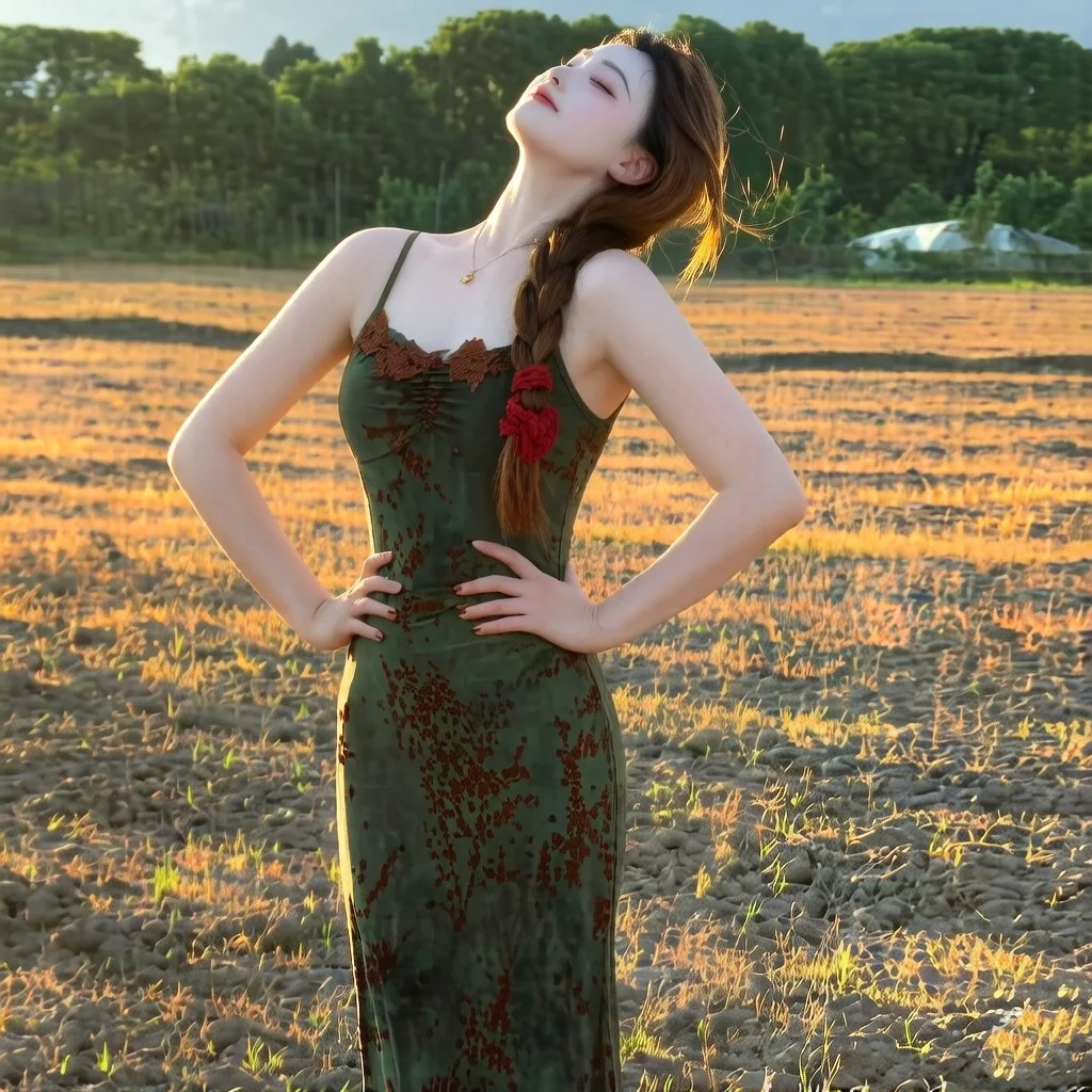 Elegante Vestido con Tirantes de Estilo Chino para Mujer, Primavera 2026, Conjunto de Dos Piezas Muy Atractivo, Vestido Largo...
