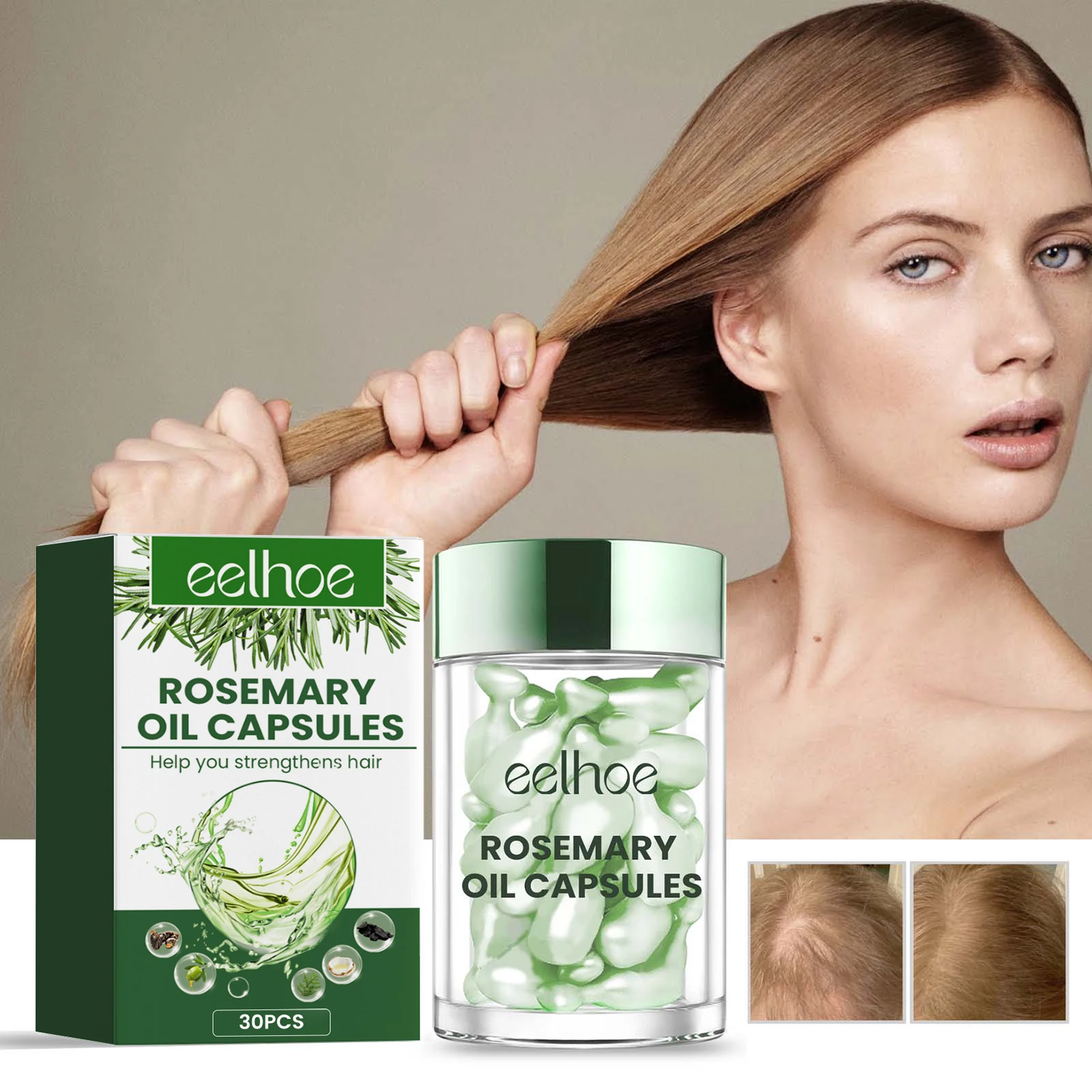 

Rosemary Hair Essential Oil Capsule Nourishing Anti Hair Loss Treatment Dry Scalp Repair Damaged Smoothing Silky Serum Capsules