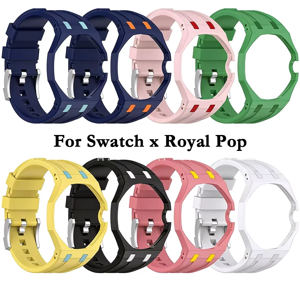 Caja de PC todo en uno, correa de silicona suave para reloj Swatch AP Royal POP, kit de conversión de reloj de bolsillo a reloj de pulsera, adaptador Mod