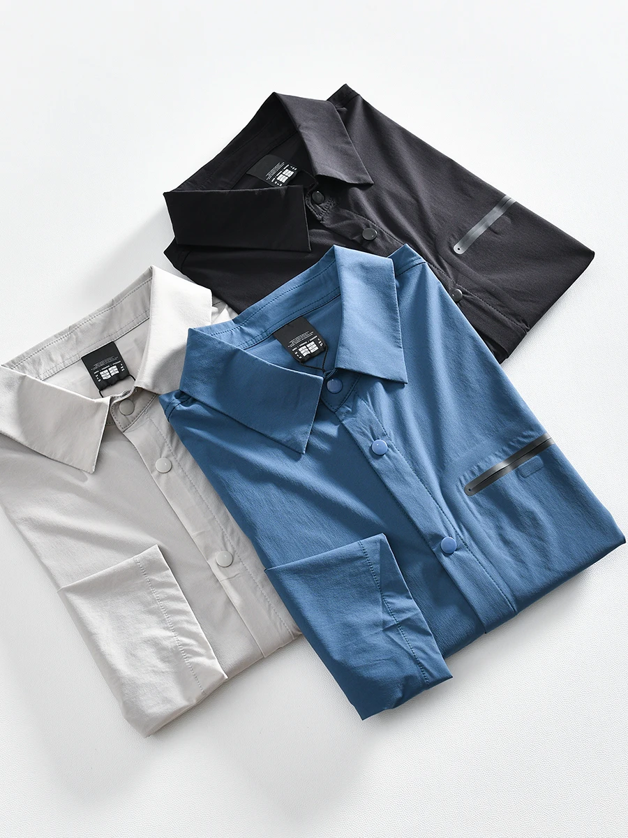 

Lightweight Breathable Quick-Dry Elastic Men's Outdoor Casual Long Sleeve Shirt Comfortable Standard Fit Nylon Polyester Blend