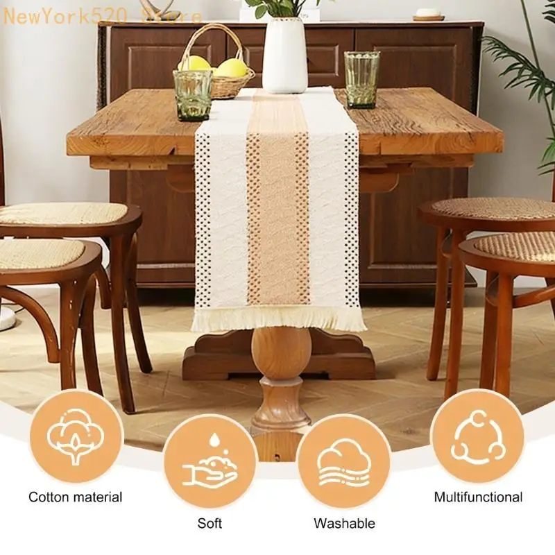 30x140cm Washable Polyester Table Runner Decorative Tassels Trim for Special Occasion N84C