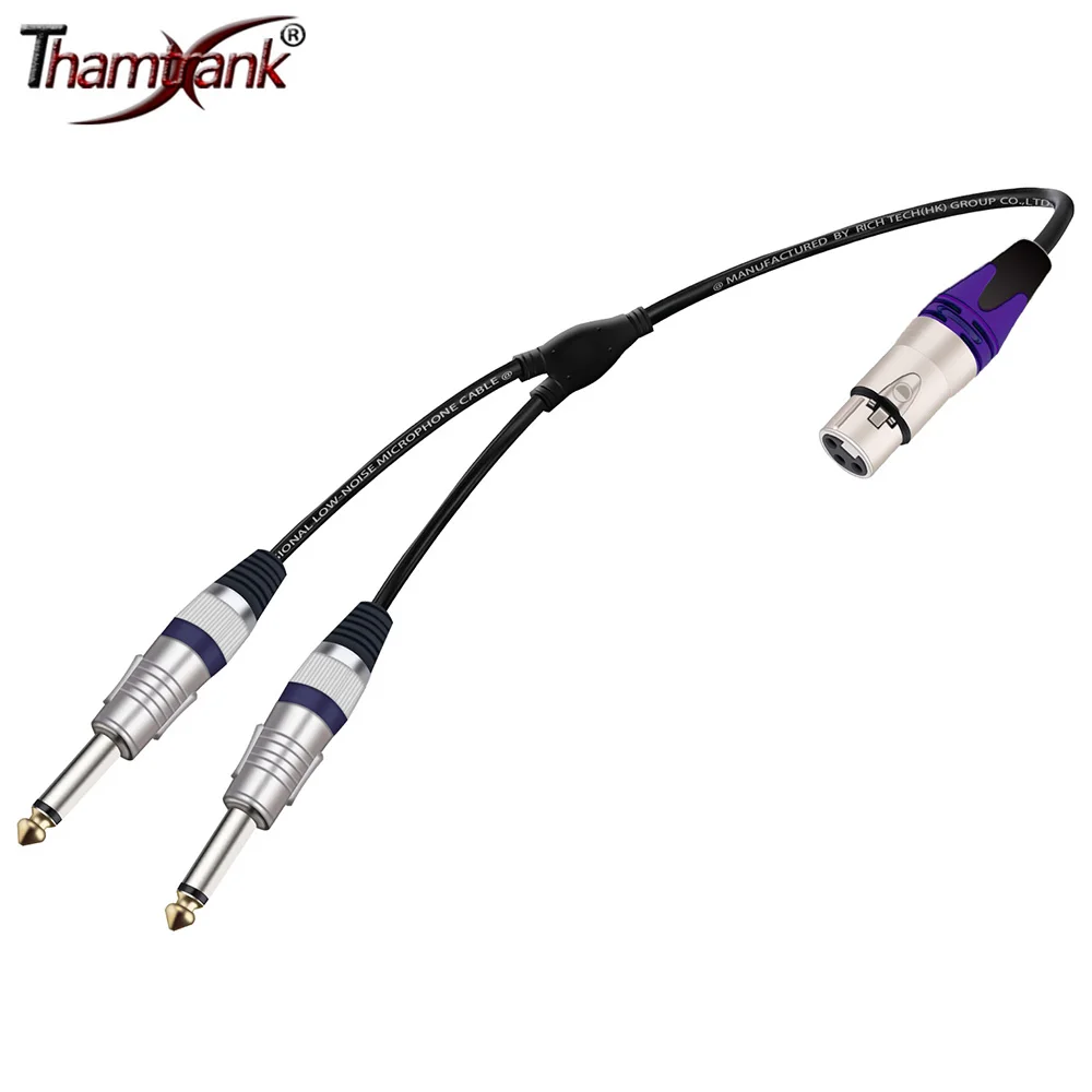 

3Pin XLR Female to Dual 1/4 inch Y Splitter Extension Cable,Female XLR to Double 6.35mm Mono TS Plug MIC Audio Converter Adapter