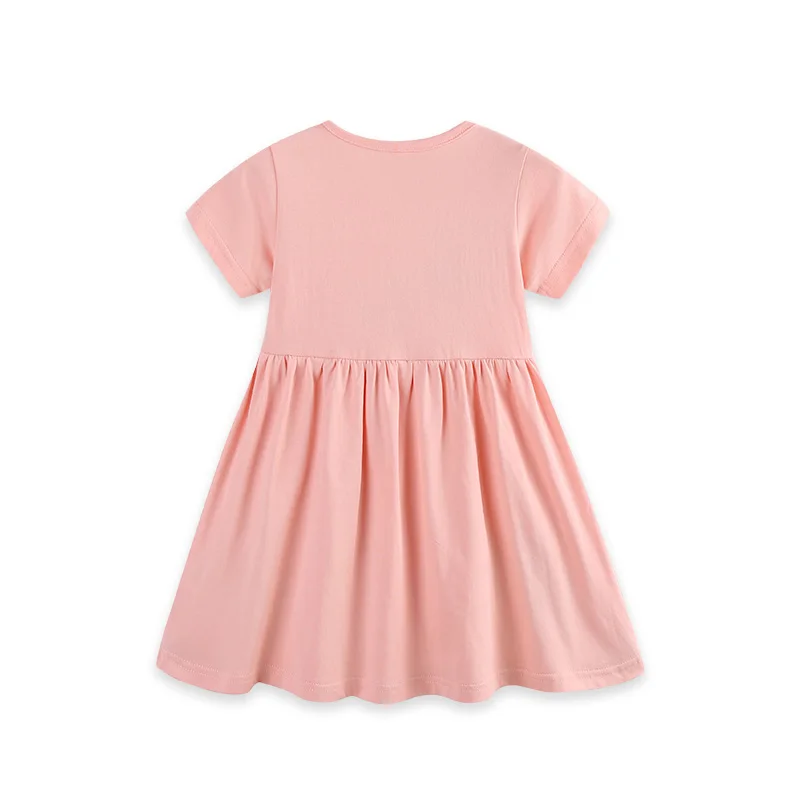 2026 New European and American Style Children's Short-Sleeved Cartoon Embroidered Princess Dress for Girls Dropshipping