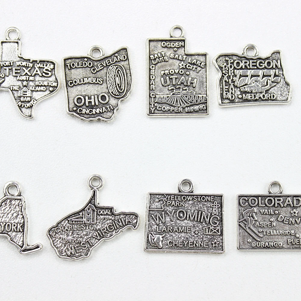 10Pcs/Lot Charm Map For Each Country For Earring Bracelet Key Chain Diy Jewelry Making Finddings Accessories