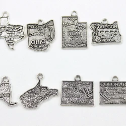 10Pcs/Lot Charm Map For Each Country For Earring Bracelet Key Chain Diy Jewelry Making Finddings Accessories