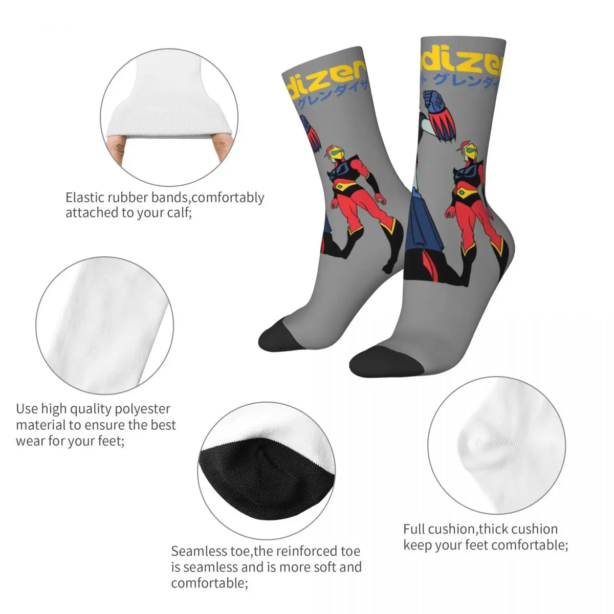 New Male Men Socks Harajuku Grendizer Ufo Robot Sock High Quality Women's Socks Spring Summer Autumn Winter