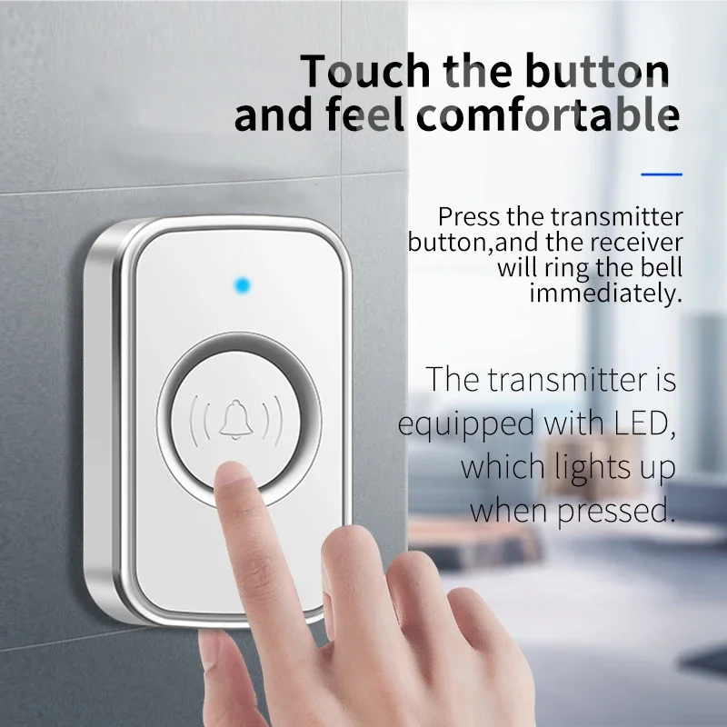 CACAZI Home DC Battery-Operated Wireless Waterproof Doorbell Intelligent 300 Meter Remote Control 60 Ringtones Outdoor Call Bell