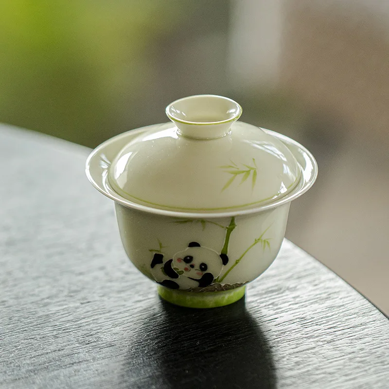Hand-painted Panda Ceramic for Home Use Kung Fu Set Imitation Heat-resistant Arita Ware Craft Tea Bowl