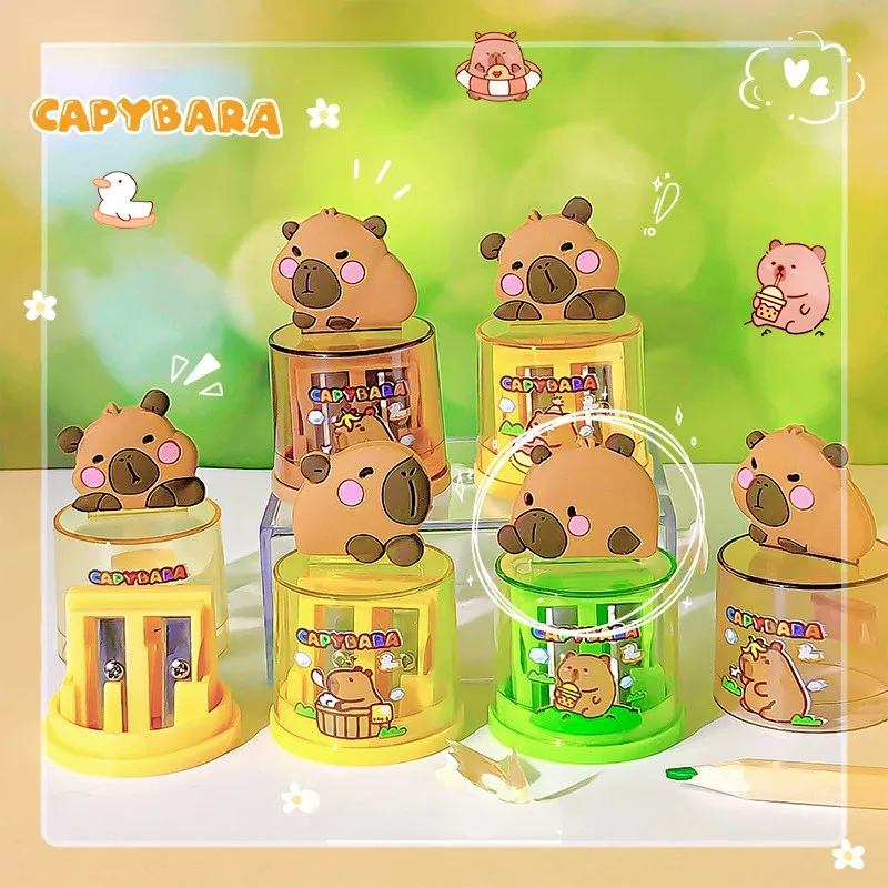 1pcs Capybara Double Hole Pencil Sharpener Cartoon Cute 3D Modeling Student Pencil Sharpener