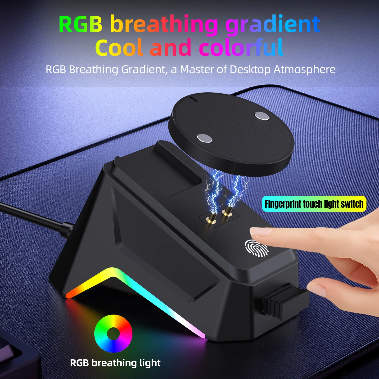 

2026 NEW OB-1 Wireless Mouse Magnetic Charging Base Finger Touch RGB Breathing Light Strip For Razer Viper And Logitech Mouse