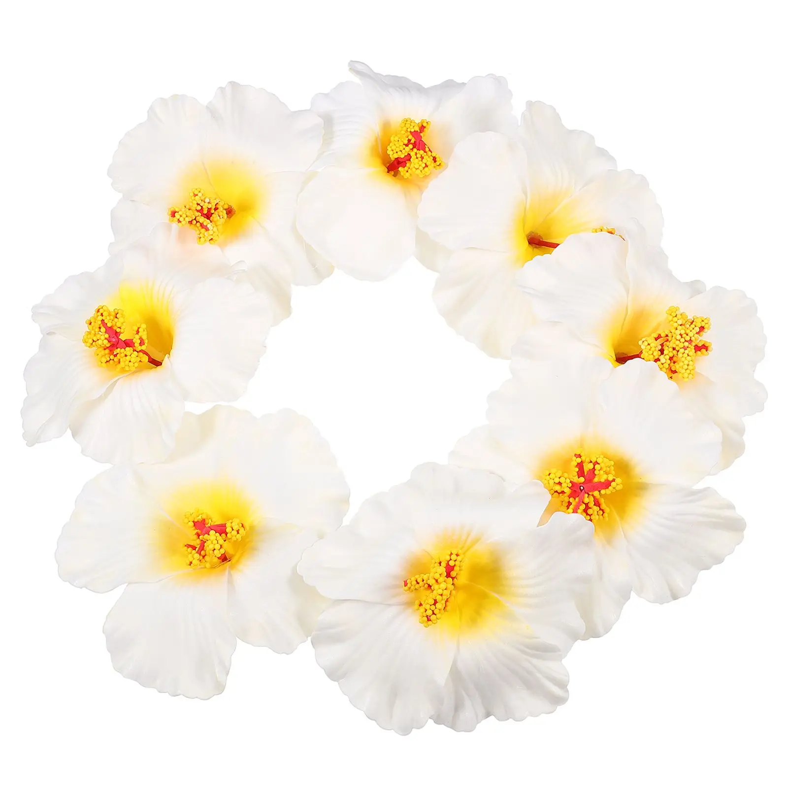 10 Uds. De decoración de flores artificiales realistas de hibisco sintético, flores tropicales hawaianas DIY para cafetería, Hotel, Bar, oficina y sala de estar