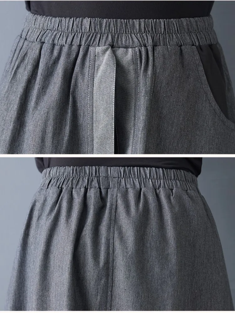 Gonna di jeans midi asimmetrica oversize primaverile Dark Academia Donna Moda patchwork Donna Gonne nere