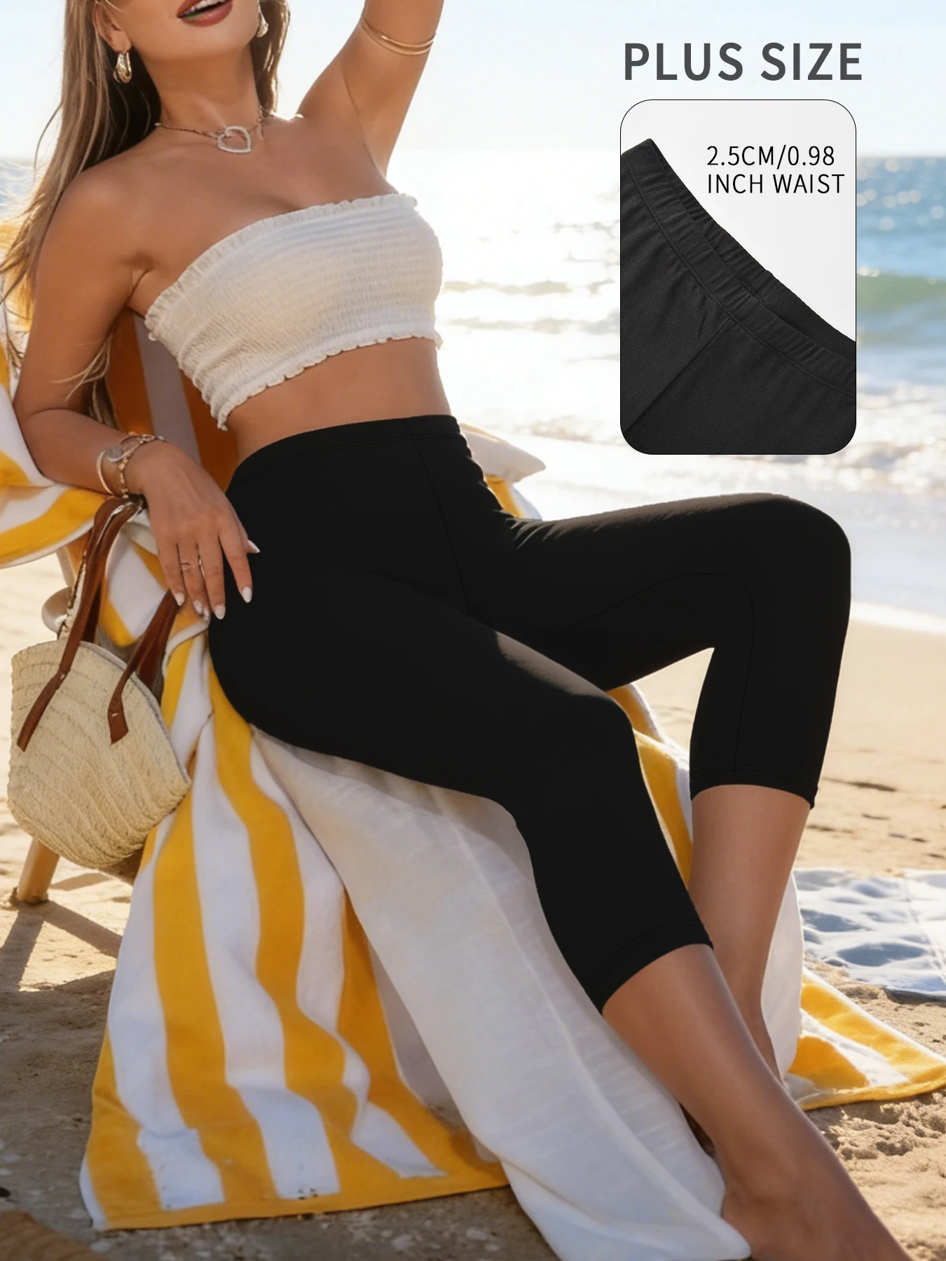 

Plus Size Athletic Yoga Leggings for Women Super Soft Capri Pants No See Through Workout Running Home Casual