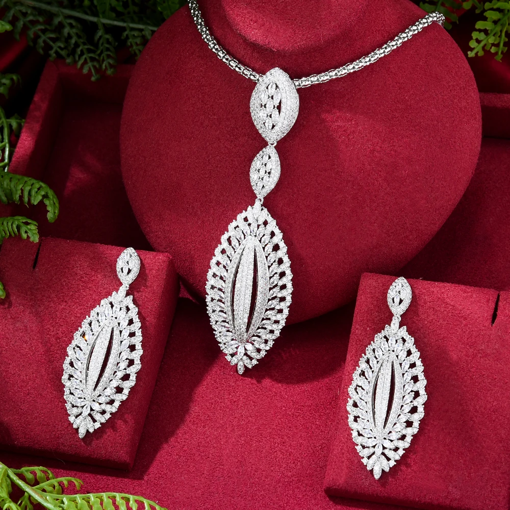 

Kellybola Original Luxury Long Pendant Necklace Earrings Jewelry Sets For Women Bridal Wedding Russia Dubai Bridal Party Gift