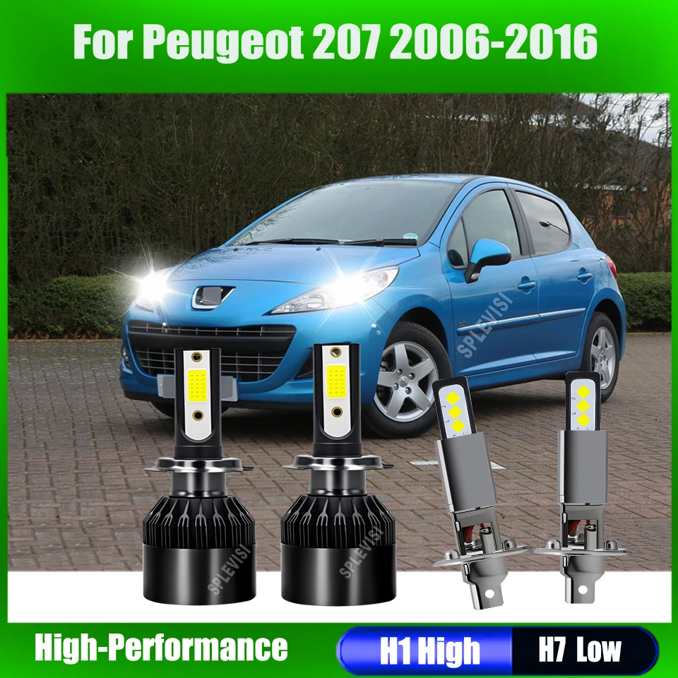 

Led White Xenon 6000k Headlight High Low Beam service life over 60,000 hours.For Peugeot 207 2006 2007 2008 2009 2010 2011-2016