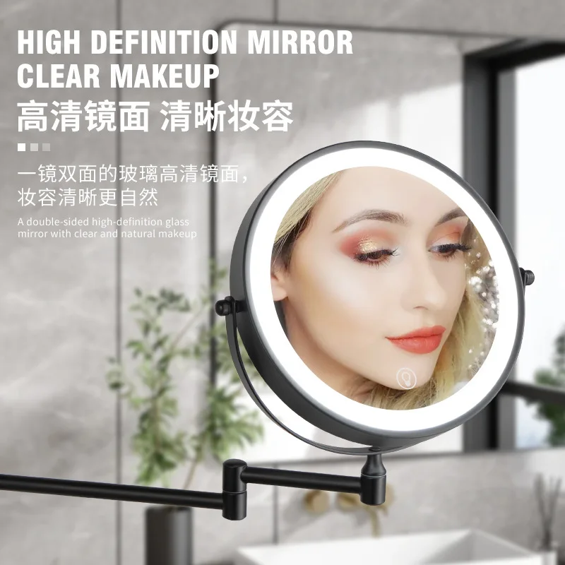 8 USB Charging Wall Mounted Shower Mirror with Lights,Double Sided 3/5/7/10X Magnifying Makeup LED Mirror Vanity Dressing Mirror