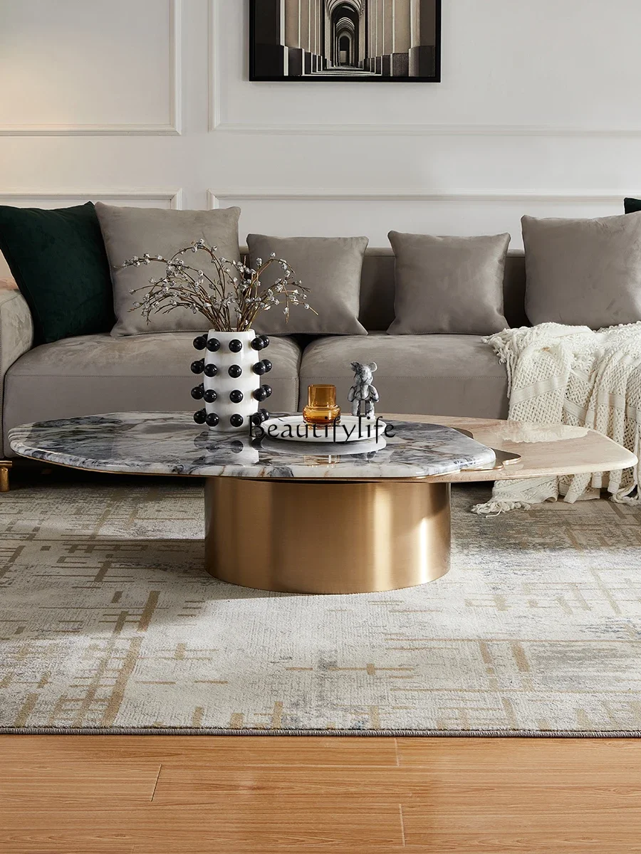 

FG40Italian Light Luxury Living Room Marble Coffee Table High-End Atmospheric Polygon Table