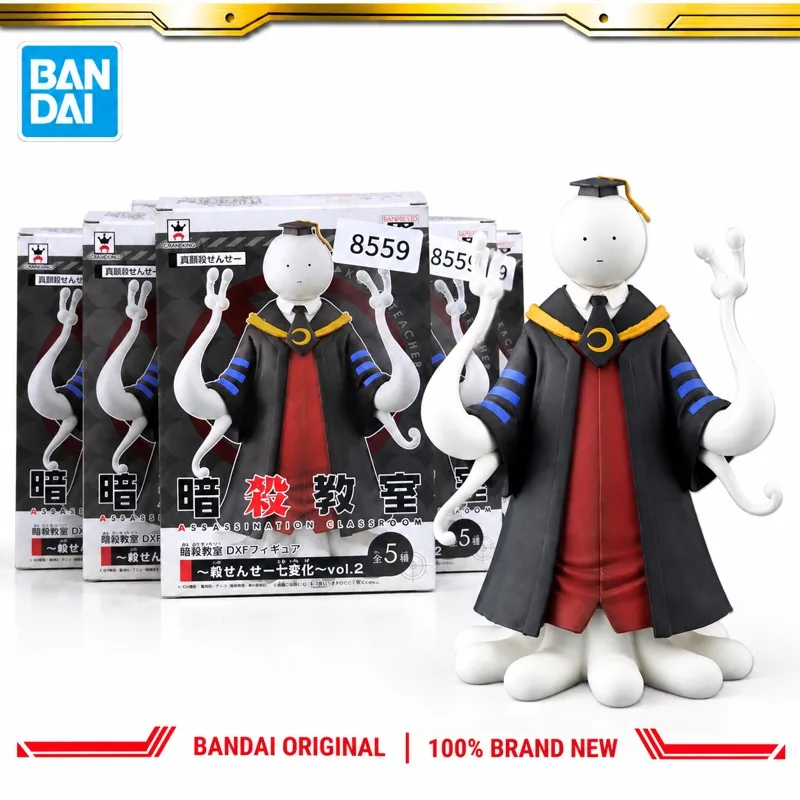 En stock, figura de acción original de Bandai y Banpresto, modelo de muñeca de Korosensei de Assassination Classroom, personajes de anime nuevos en caja.