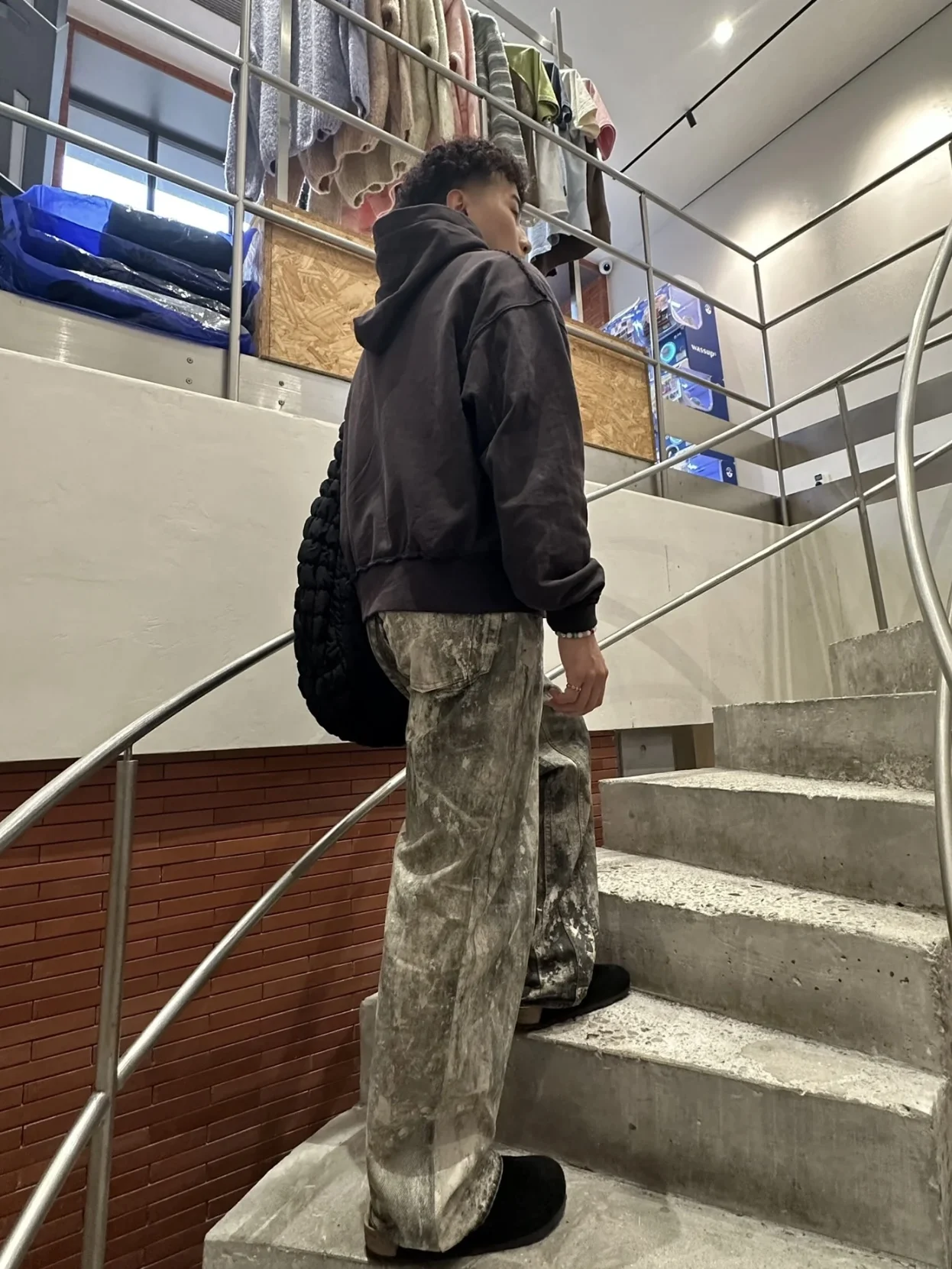 American Style Retro 3D Digital Print Camouflage Splatter Denim Jeans Men's Trendy Streetwear Casual Loose Straight Leg Trousers