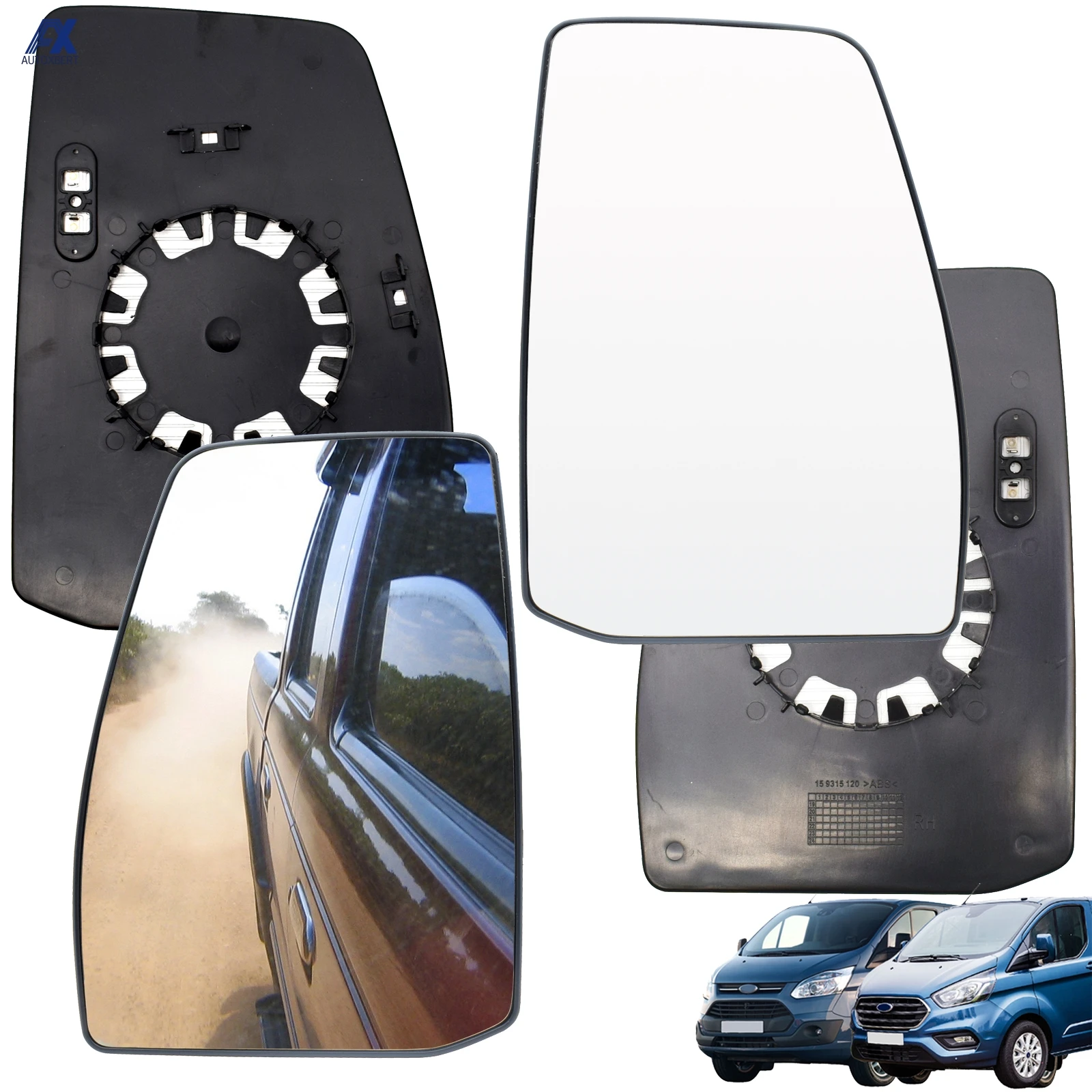 

For Ford Transit Custom Tourneo 2012 - 2021 Left Right Side Wing Mirror Glass Bigger Heating Function Exterior Replacement Auto