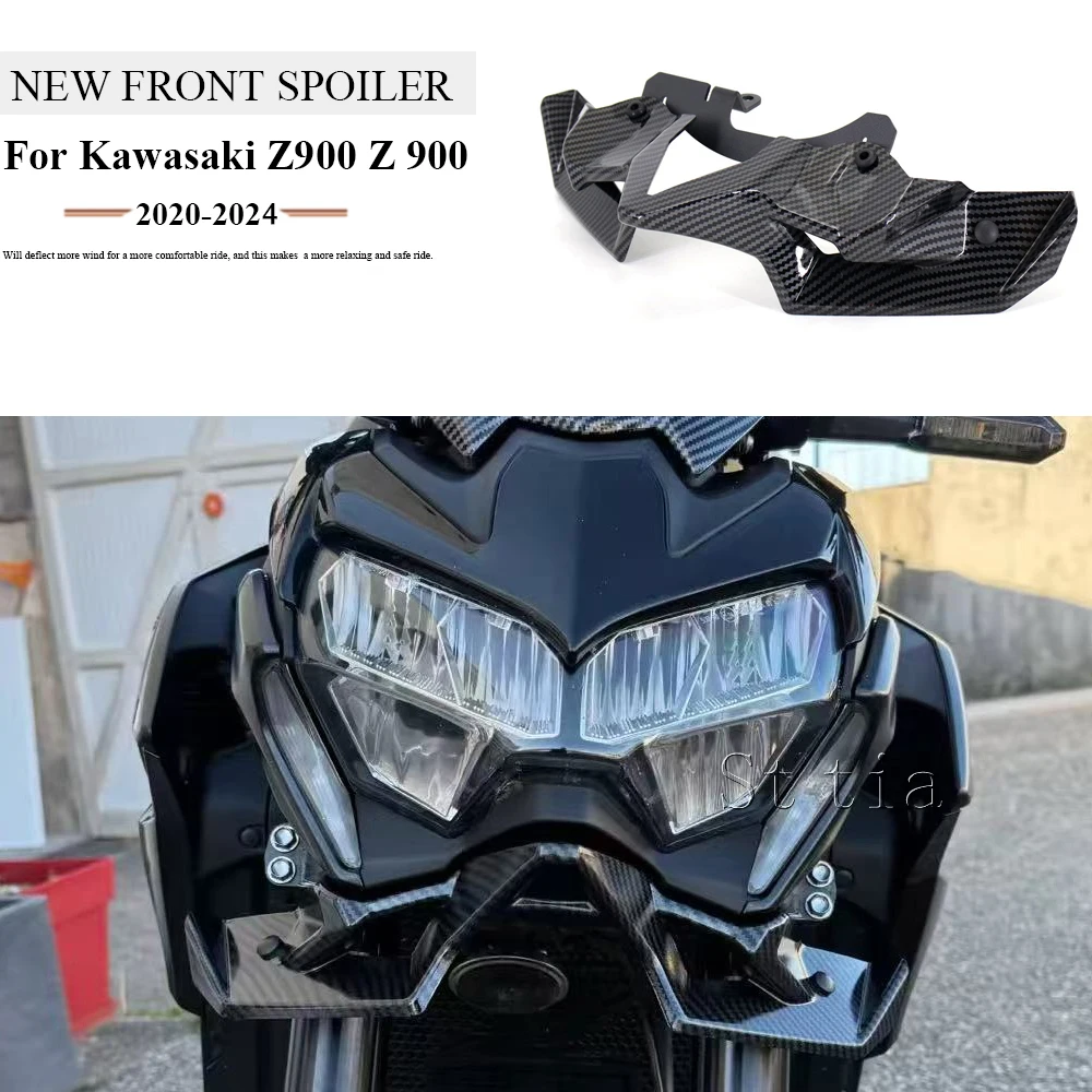 

Z900 2024, новый мотоциклетный голый передний спойлер, крылышко, подходит для Kawasaki Z 900 2020-2023, комплект аэродинамического крыла из углеродного волокна, спойлер