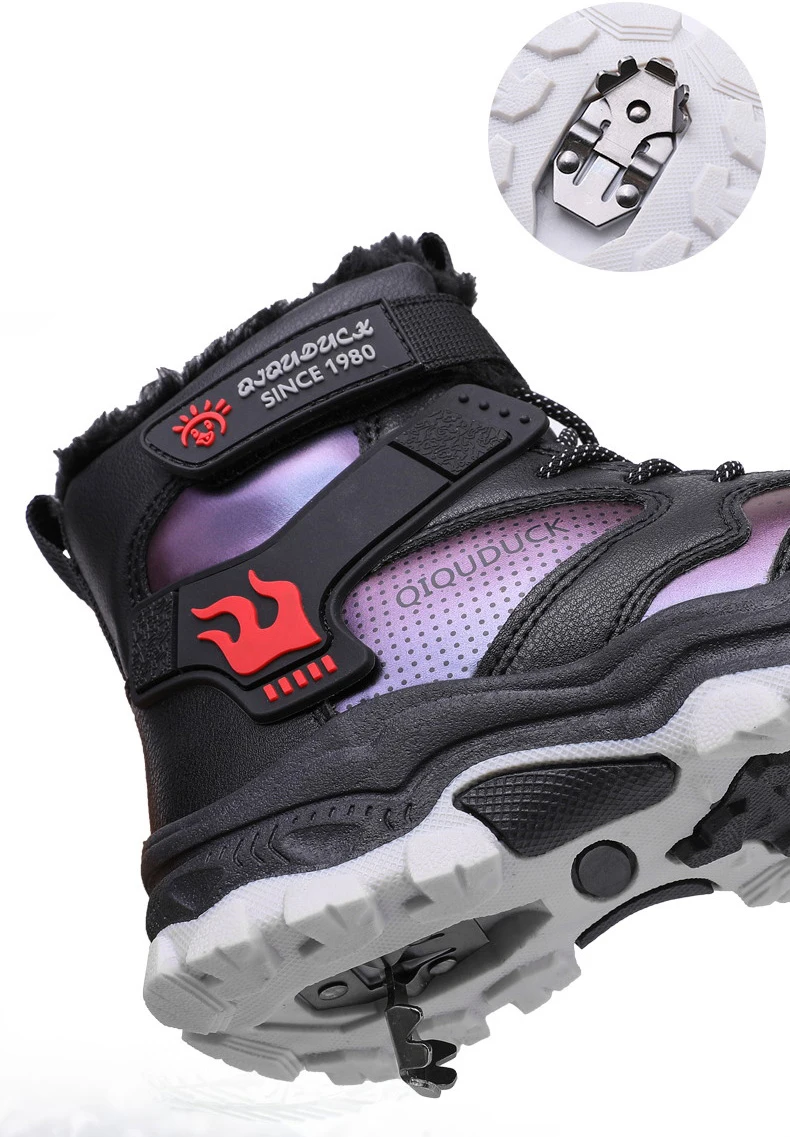 Kinder-Schneestiefel Wintermode Hohe Plüsch-Wanderschuhe Rutschfeste Outdoor-Sneaker für Jungen Wasserdicht – Detail 4