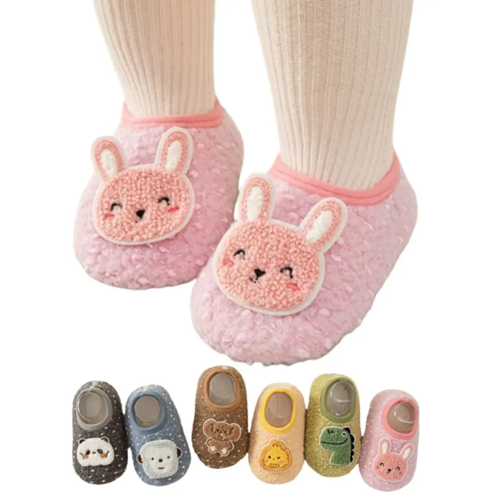 New Slippers Comfortable Fit Breathable Toddler Prewalkers Cartoon Animals Anti-slip Toddler Floor Sock for Autumn Winter