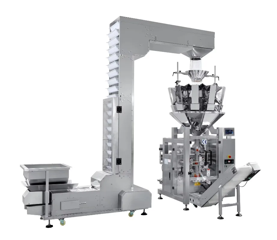 Automatic Vertical Multihead Weigher Packer 1kg for Nuts Sugar Coffee Beans Granular Snack Plastic Paper Motor Custom