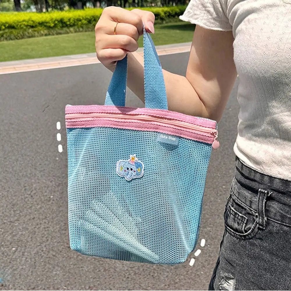 Borsa portaoggetti per la cura della pelle Borsa per cosmetici da donna Pennello per trucco Cancelleria per studenti Borsa portaoggetti in rete Rossetto Articoli da toilette di grande capacità