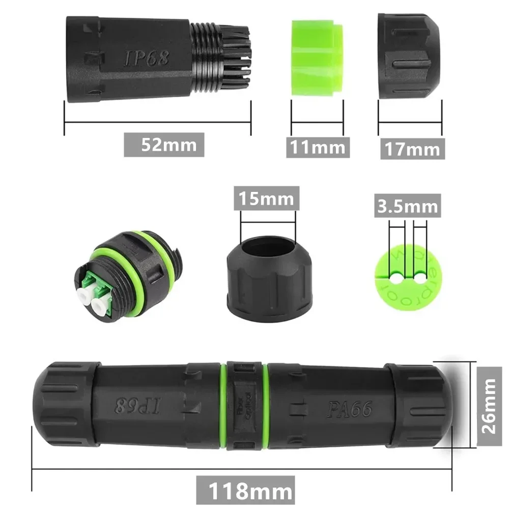 IP68 fiber optic waterproof and flame-retardant connector LC duplex telecom grade APC fiber optic extension adapter