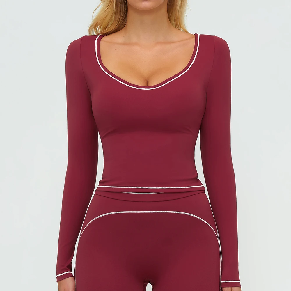 

Yoga Shirts Women's Yoga Long Sleeve Fitness Long Sleeve Running Gym Clothes Workout Dry Fit Breathable High Elastic Sports Top