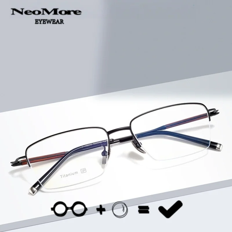 

Fashion Half Frame Wooden Eyewear Rectangular Men Myopia Hyperopia Glasses Multifocal Progressive Anti Reflective Lenses Glasses