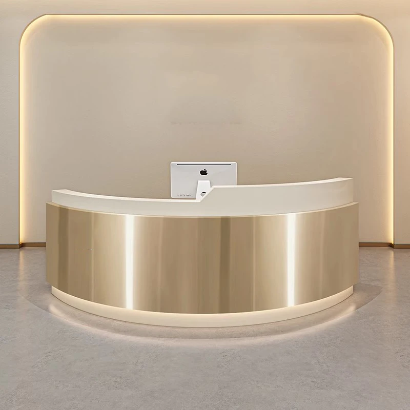 Curved Luxury Reception Desks Minimalist Aesthetic Display European Reception Desks Restaurant Welcome Bureau Trendy Furniture