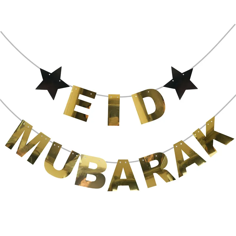 1 Set Eid Mubarak Wimpelkette Eid-Party-Dekorationen Ramadan-Girlande Festliche Heimdekoration 2026 Muslimische Islamische Partyzubehör