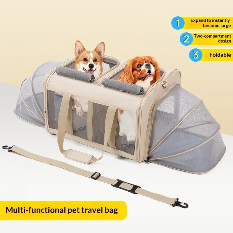 Portable Pet Carrier Cat Dog Travel Handbag Shoulder Bag Breathable Mesh Expandable Foldable Kennel Outdoor Transport Tote Bag