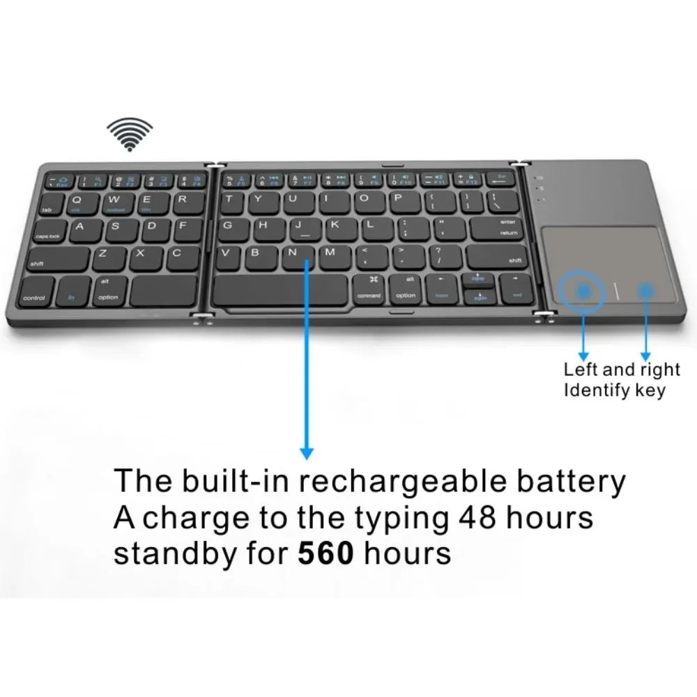 Imagem -05 - Teclado sem Fio Micro Recarregável Touchpad Vezes Bluetooth Ios Android Windows Tablet Fácil de Transportar