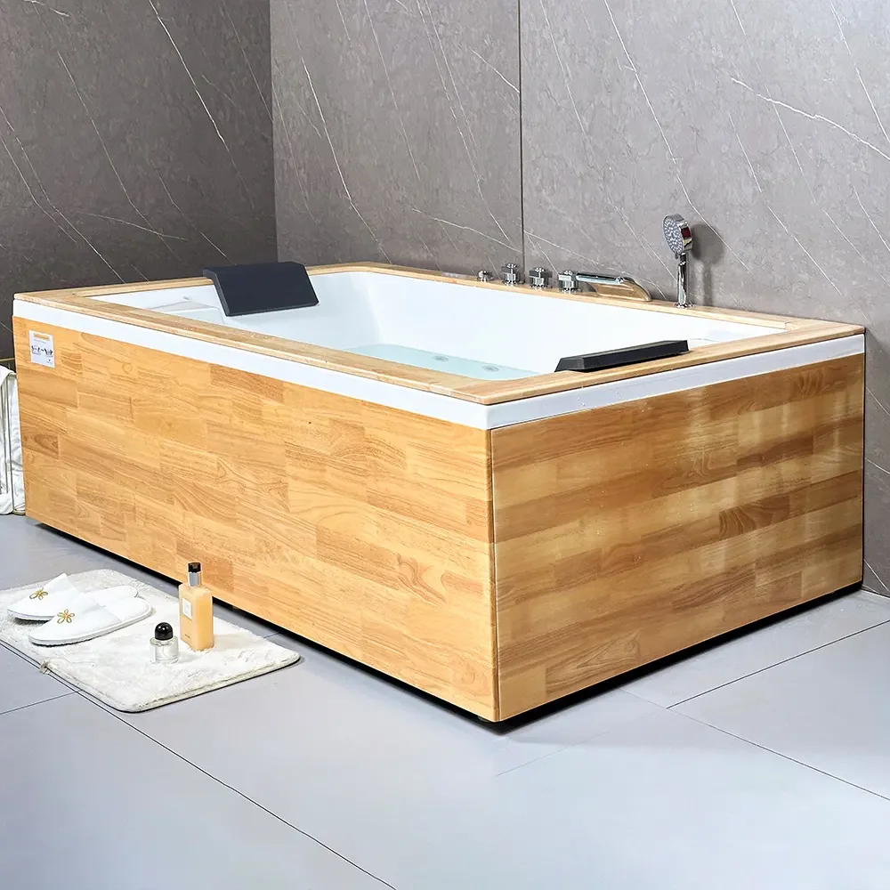 

2 Person Spa Acrylic Jakuzzi Bath Tub Indoor Bathroom Whirlpool Massage Bathtub With 2 Pillows Air Jet