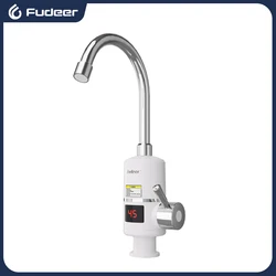 Fudeer-torneira elétrica do calefator da cozinha, torneira quente instantânea, aço inoxidável, aquecimento frio, 3000W, 220V