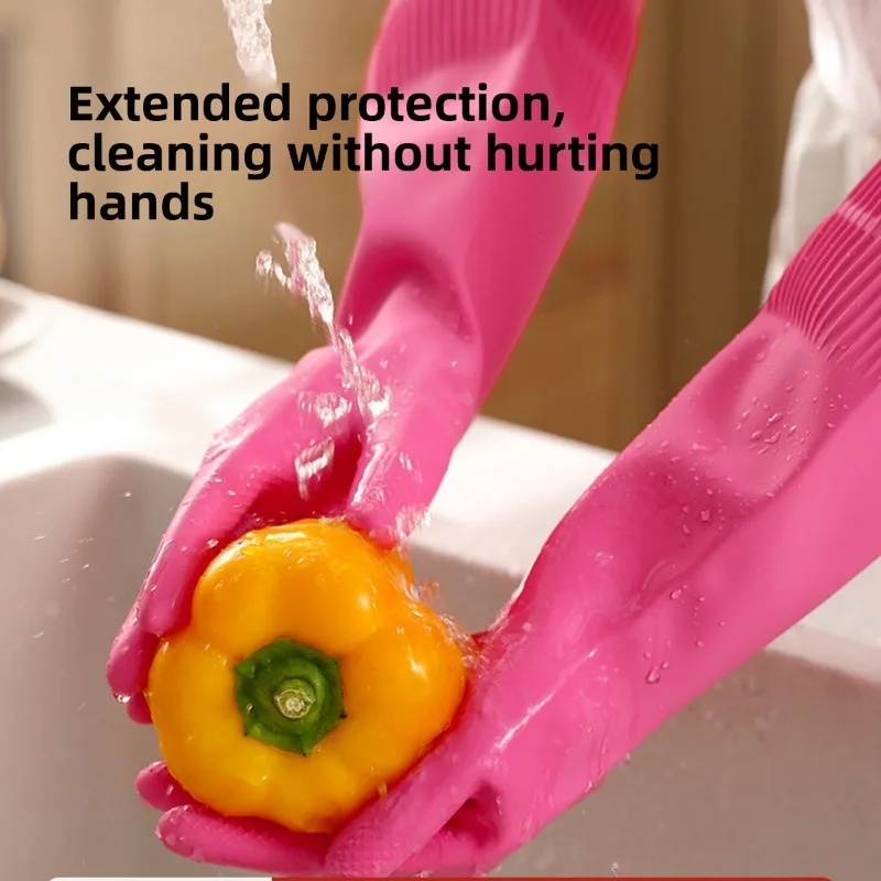Household Latex Cleaning Gloves Kitchen Dishwashing Waterproof Non Slip Wear Resistant Durable Rubber Gloves for Home Use