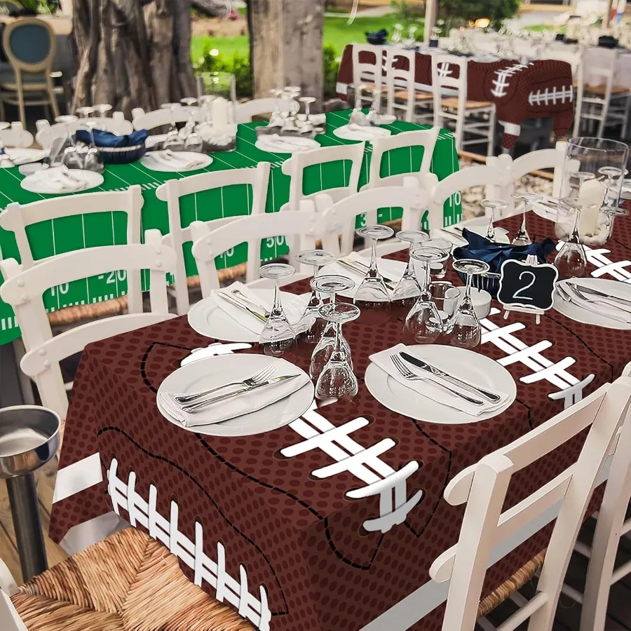 ديكورات حفلات كرة القدم، مفرش طاولة بلاستيكي للاستعمال مرة واحدة، غطاء طاولة مثالي لحفلة عيد ميلاد كرة القدم Super Bowl D