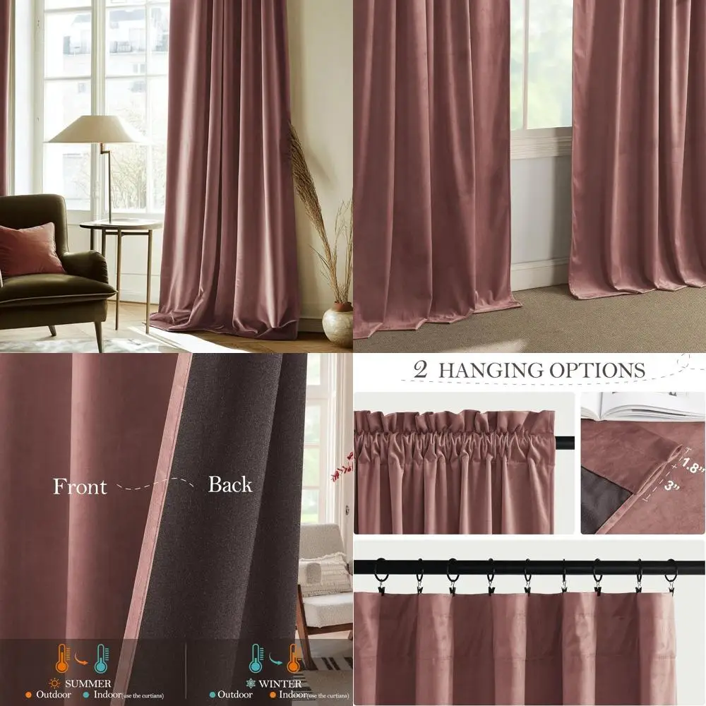 

108 длинных светонепроницаемых штор из бархата цвета пыльной розы, элегантные термоизоляционные панели для детской комнаты девочек, Ш52 x Д108, комплект из 2 штук