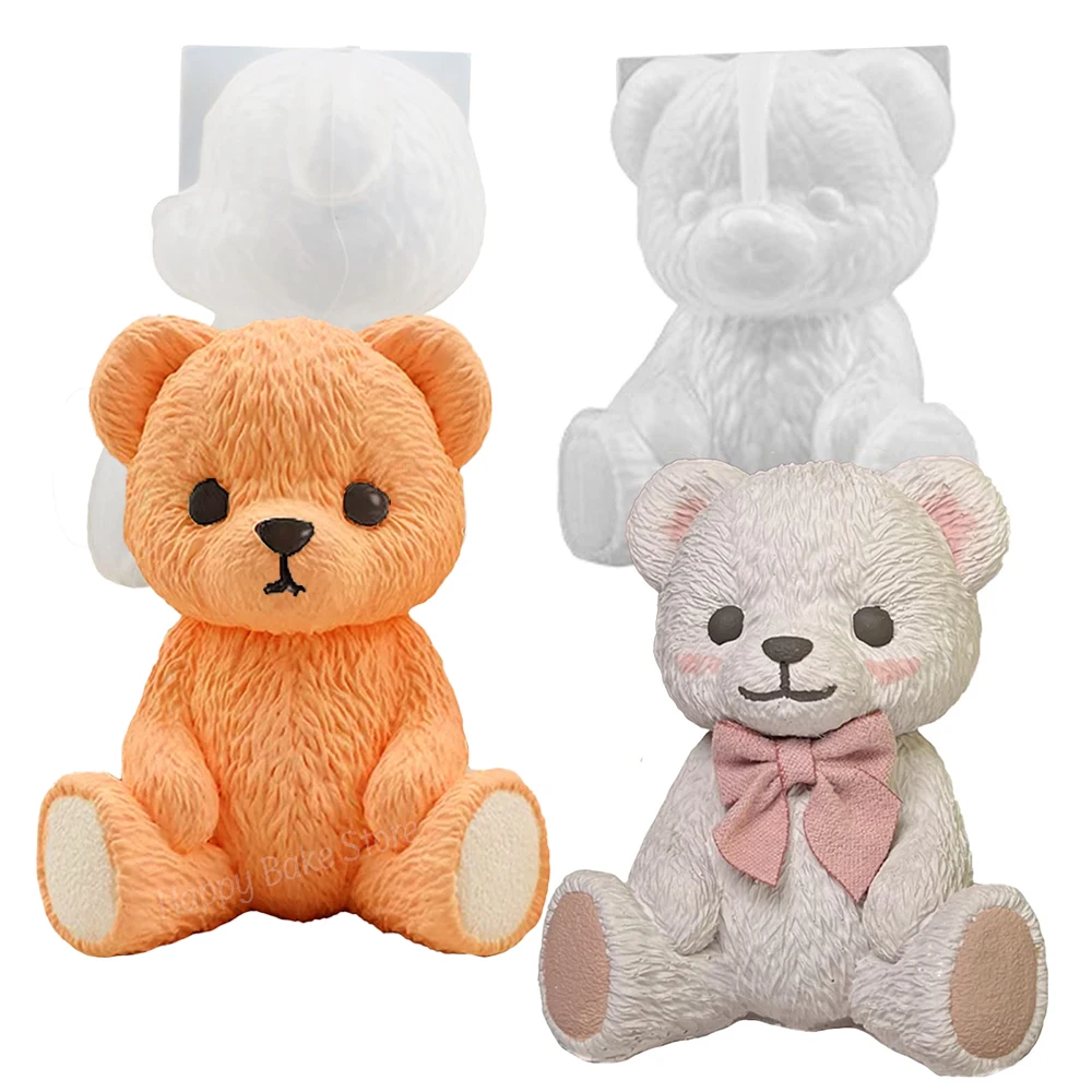 3D Bear Silicone Mold, Cute Animal Epoxy Resin Casting Molds, Fondant, Chocolate, Candy, Candle Mould, Cake Decoration Supplies