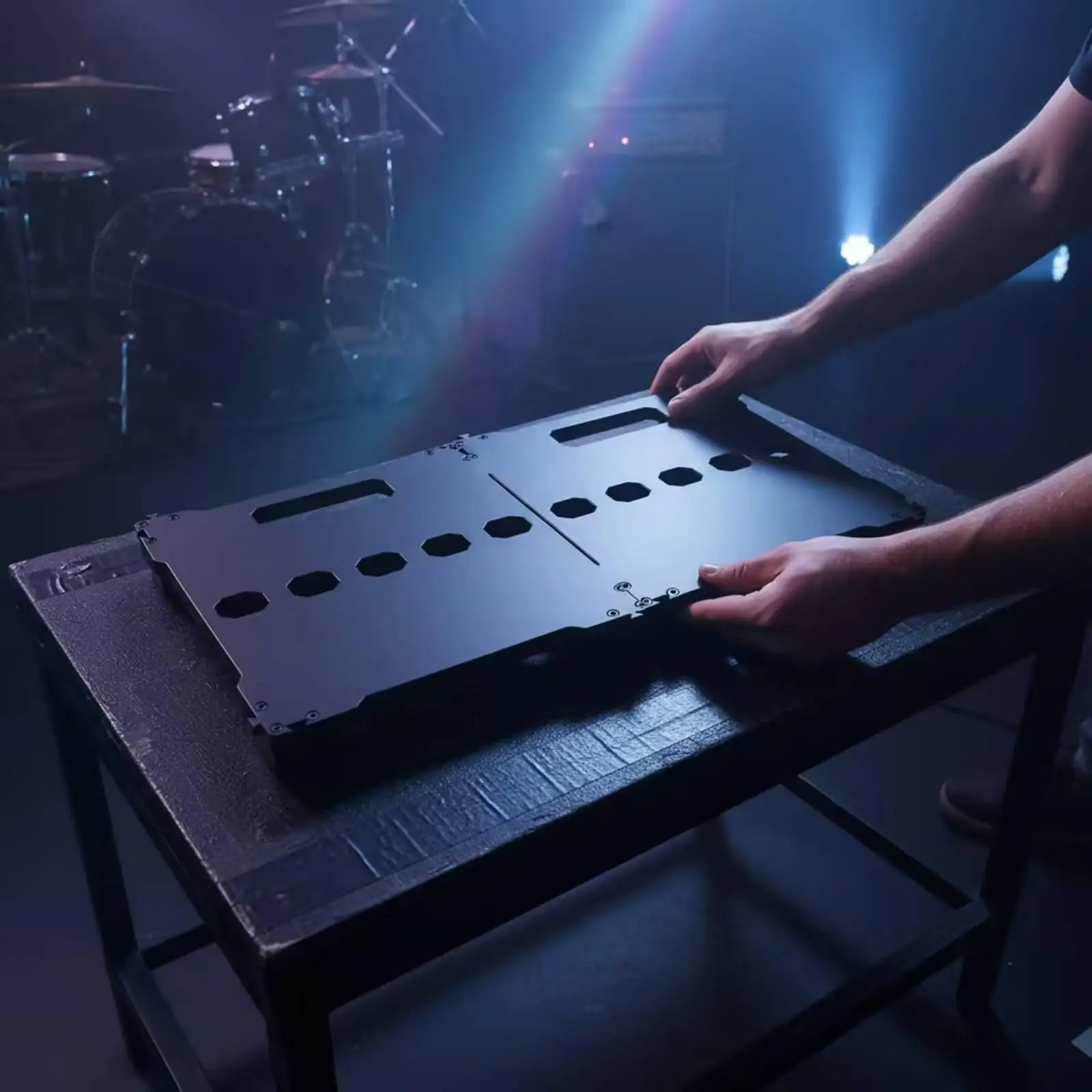Metal Guitar Pedal Mounting Panel Modular Effects Board with Anti Slip Feet Rounded Corners for Pedal Board Accessories