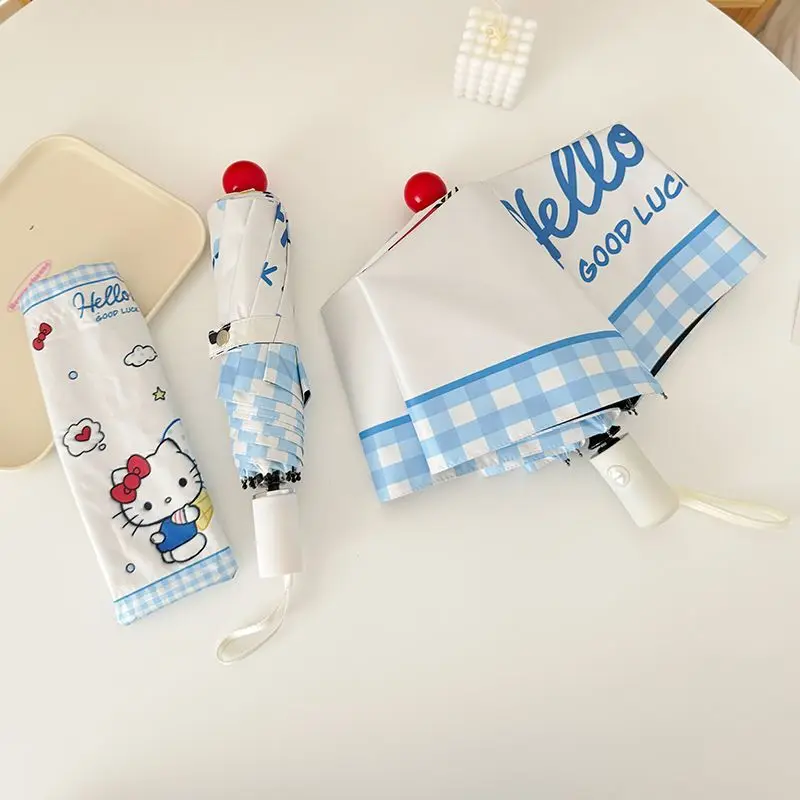 Hello Kitty Adorable Cartoon Ice Cream Folding Umbrella Kawaii Sanrio Automatic Umbrella All-weather Fashion Umbrella Gift view 5
