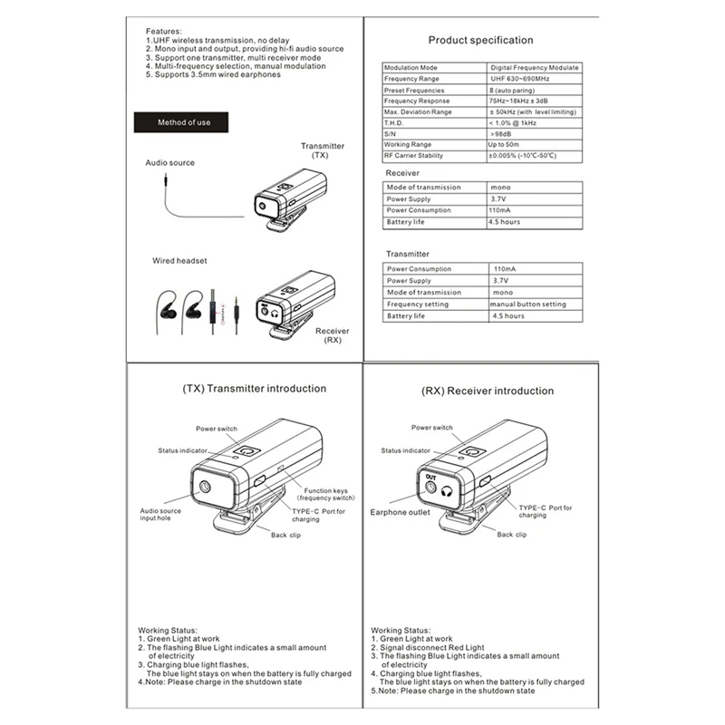 Sistema de Control intrauditivo Inalámbrico UHF, sonido Digital profesional, transmisión de escenario, tarjeta de sonido, receptor transmisor al aire libre