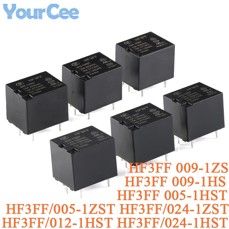 2 шт. реле высокой мощности HF3FF HF3FF/005-1ZST 012-1ZST 024-1ZST 024-1ZST 009-1HS 5 В 9 В 12 В 24 В постоянного тока реле JQC-3FF/005-1ZST 4P 5 Pin
