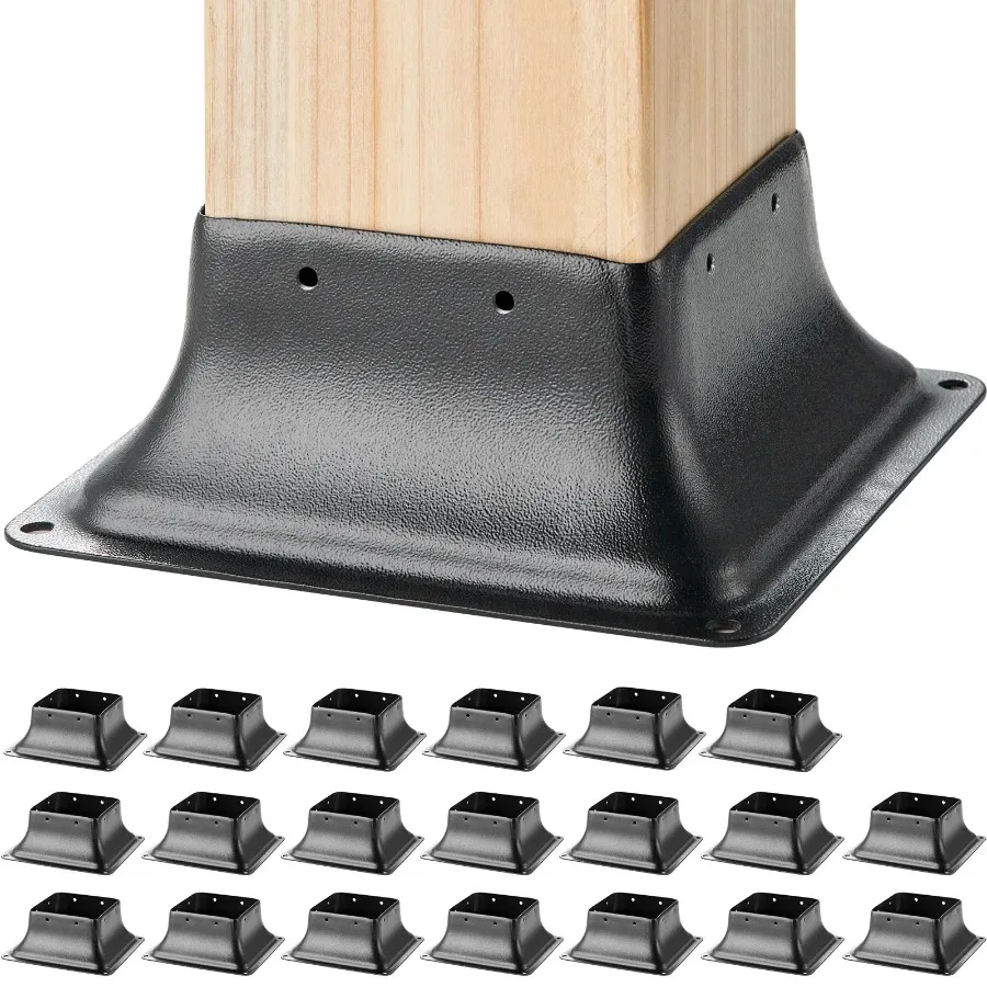 

4x4 Post Base 20Pcs Internal 3.6x3.6 Heavy Duty Powder-Coated Steel Post Bracket Fit for Standard Wood Post Anchor Decking Pos