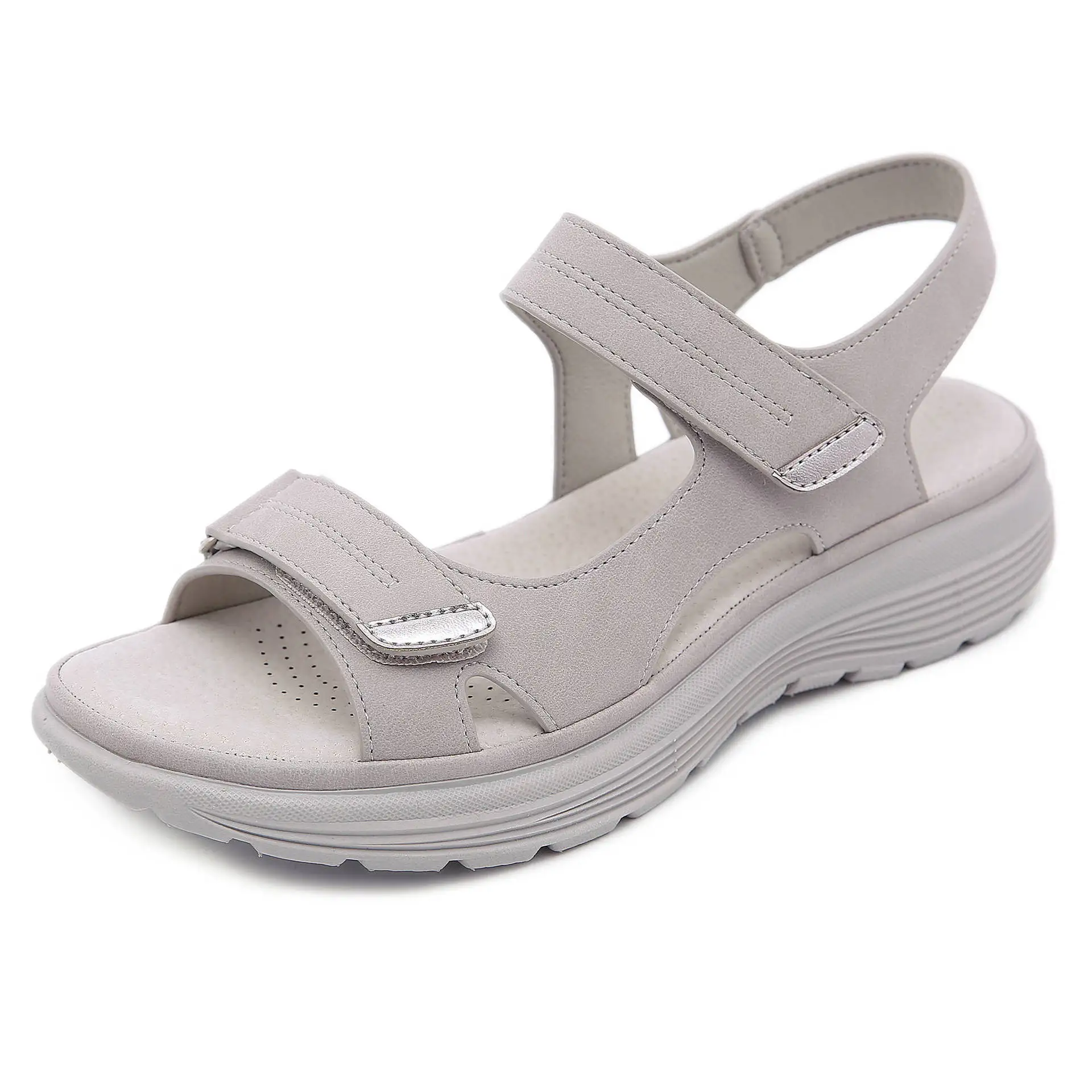 Sandales en cuir véritable pour femmes, élégantes, style sport, légères, pantoufles grande taille, 34-42, été 2024