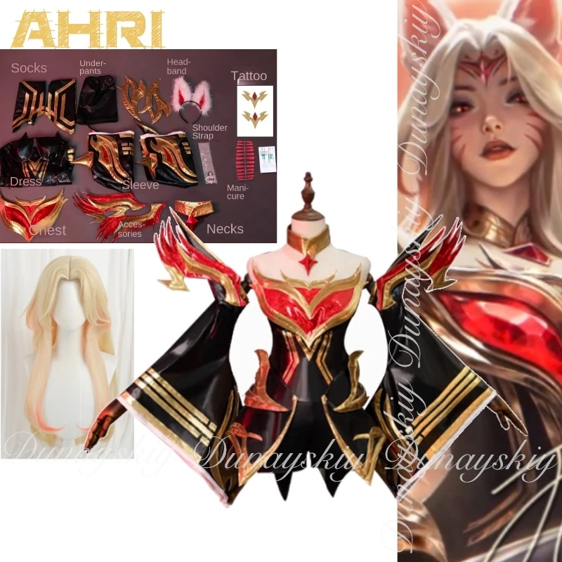 

LOL Game LOL Moba Game Ahri Косплей с Hall of Legends Бессмертный из League The Game Skin Косплей Костюм Полный костюм